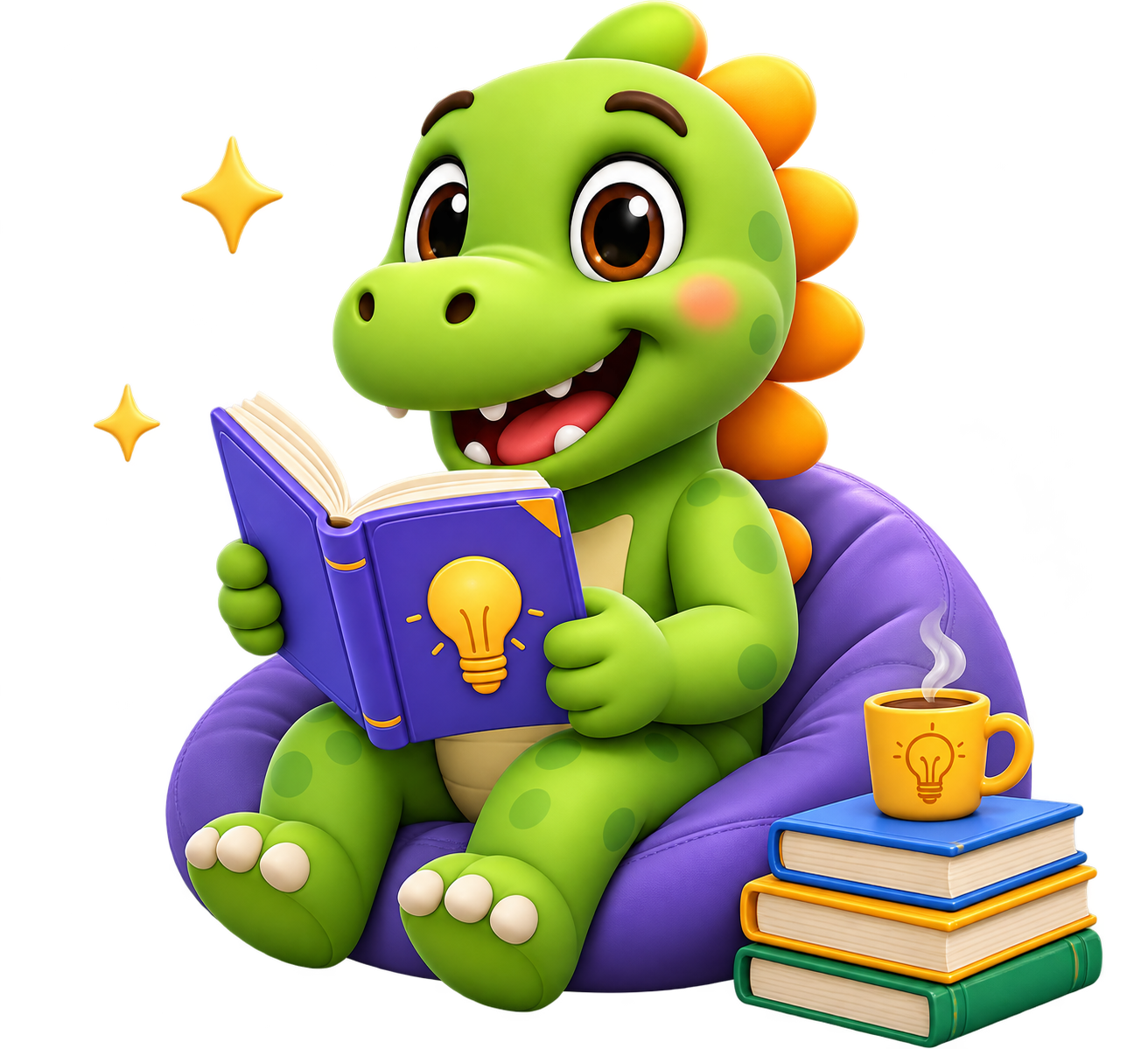 Wise Minds mascot reading a book