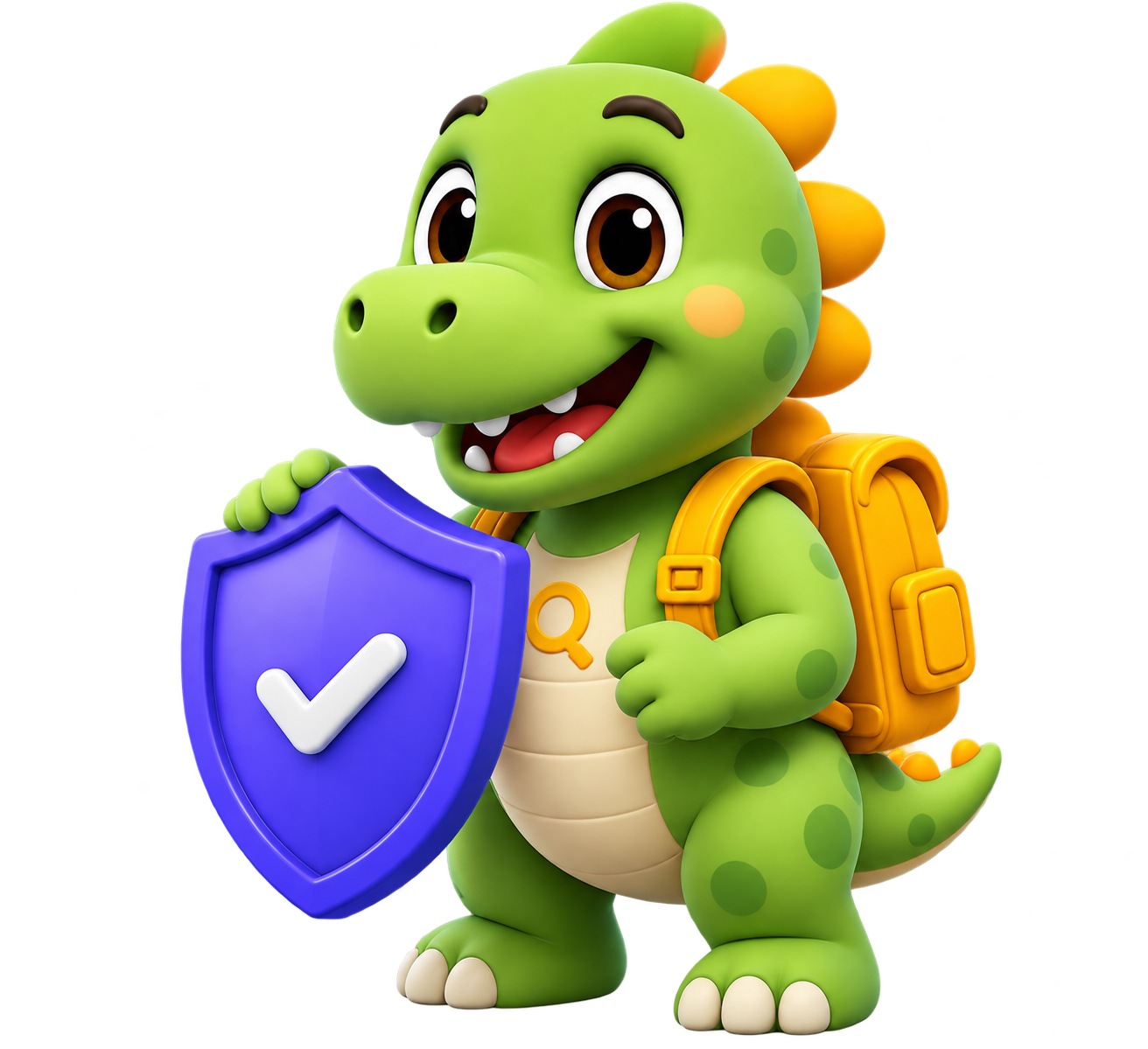 Wise Minds mascot holding a safety shield